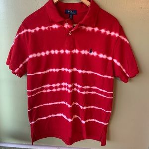Vintage Polo Ralph Lauren Colorblock Tie Dye Youth XL Polo Shirt Red White
